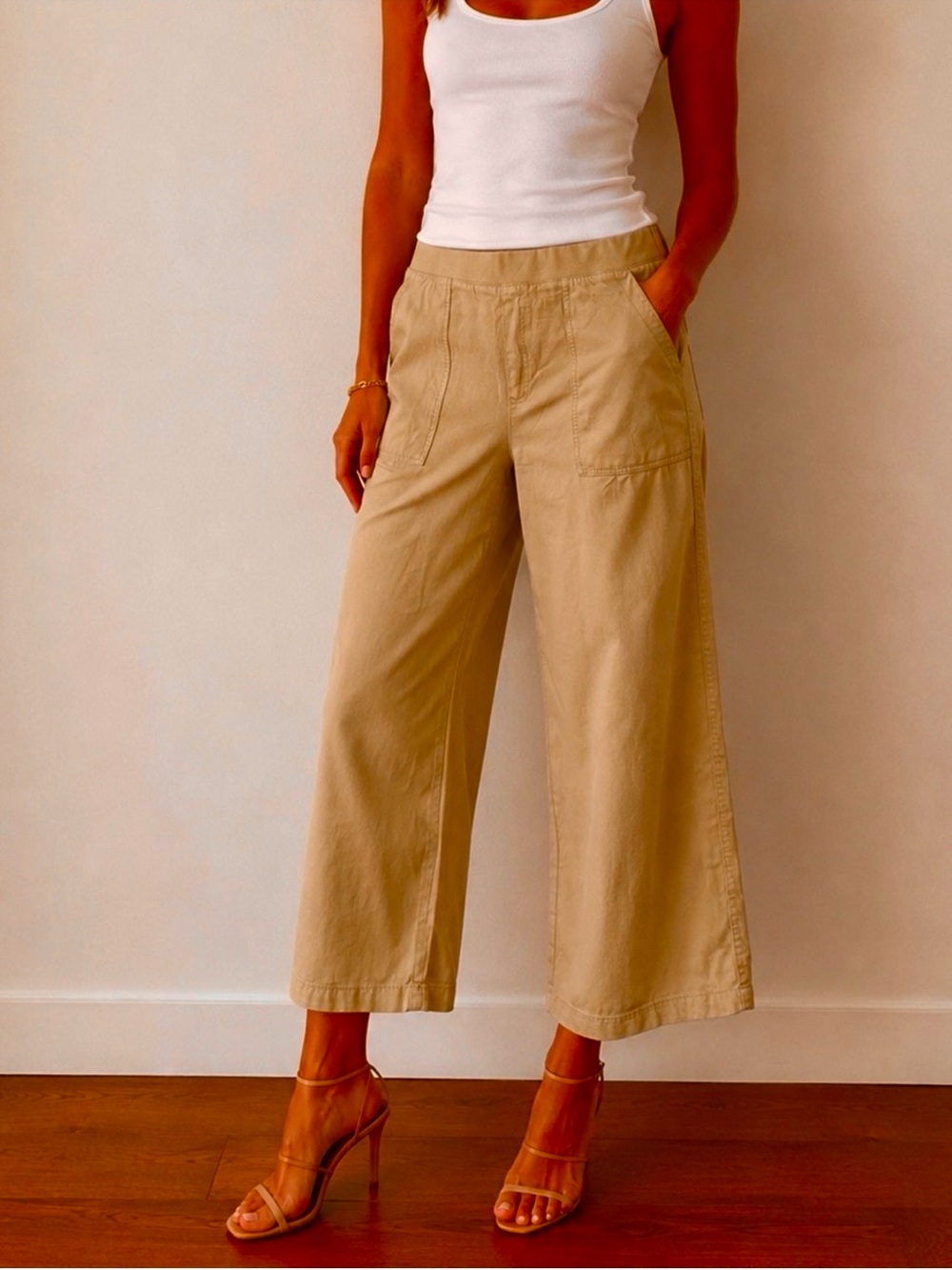 NWT St. John's Bay Wide-Leg Crop Pants in Hillcrest Tan